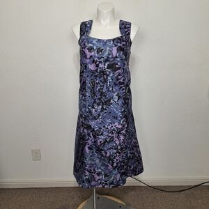 Dana Kay Purple Multicolor Abstract Romantic Cocktail Midi Dress Size 16W